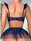 cheap Sexy Lingerie-Women&#039;s Royal Blue Sexy Lingerie Sets 3 Pieces Pure Color Lovers Hot Home Bed Valentine&#039;s Day Polyester Breathable Straps Sleeveless Backless Hole Summer Spring White Pink