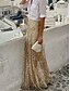 cheap Plain Skirts-Women&#039;s Sparkly Skirt Maxi Skirts Solid Colored Sparkly Party Party Evening Fall &amp; Winter Polyester Elegant Sparkle Golden