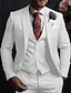 זול חליפות-חליפות נשף אדומות לגברים חליפות חתונה 3 חלקים בצבע אחיד בכושר slim fit עם שני כפתורים חד חזה 2024