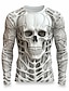 cheap Men&#039;s 3D T-shirts-Graphic Skull Skeleton Fashion Designer Casual Men&#039;s 3D Print T shirt Tee Sports Outdoor Holiday Going out T shirt White Khaki Long Sleeve Crew Neck Shirt Spring &amp;  Fall Clothing Apparel S M L XL 2XL