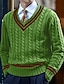ieftine pulover pentru bărbați-Bărbați Pulover pulover Săritor Cablu Tricotat Regulat Tricotat Dunga În V Contemporan modern Crăciun Muncă Îmbrăcăminte Iarnă Alb Galben M L XL