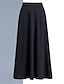 cheap Plain Skirts-Women&#039;s Skirt A Line Swing Midi High Waist Skirts Pocket Solid Colored Street Daily Winter Polyester Elegant Fashion Wine Black Red