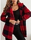 cheap Sherpa Jackets-Women&#039;s Fleece Jacket Teddy Coat Hoodie Jacket Warm Breathable Valentine&#039;s Day Street Daily Wear Vacation Pocket Fleece Lined Open Front Hoodie Casual Street Style Stripes and Plaid Regular Fit