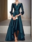 cheap Evening Dresses-A-Line Evening Gown Elegant Dress Red Green Dress Formal Wedding Guest Floor Length 3/4 Length Sleeve V Neck Satin with Bow(s) 2024