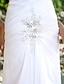 baratos Vestidos de Casamento-Tubinho Decote Princesa Cauda Corte Chiffon Vestidos de casamento feitos à medida com Miçangas / Apliques / Drapeado Lateral de LAN TING BRIDE®