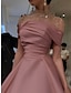 billiga Aftonklänningar-a-line aftonklänning elegant klänning formell röd grön klänning golvlängd kortärmad illusion hals satin med rynkad pärlning 2024
