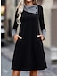 preiswerte schlichte Kleider-Damen Casual kleid Minikleid Patchwork Taste Arbeit Täglich Verabredung Modisch Modern Kargen Langarm Schwarz Farbe