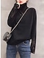 cheap Sweaters-Women&#039;s Pullover Sweater Jumper Turtleneck Ribbed Knit Wool Patchwork Lace Trims Fall Winter Regular Outdoor Daily Going out Stylish Casual Soft Long Sleeve Solid Color Black White Blue S M L