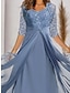 Χαμηλού Κόστους Ρομαντικά Δαντελένια Φορέματα-Γυναικεία Φόρεμα Φόρεμα για πάρτυ Κοκτέιλ Φόρεμα Δαντέλα Κουρελού Λαιμόκοψη V 3/4 Μήκος Μανικιού Μίντι φόρεμα Διακοπές Θαλασσί Άνοιξη Χειμώνας