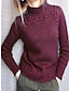 ieftine Pulovere-Pentru femei Pulover pulover Guler Pe Gât Cablu Tricotat Spandex Supradimensionat Toamnă Iarnă Regulat În aer liber Zilnic Concediu Stilat Casual Moale Manșon Lung Culoare solidă Negru Roșu Vin