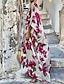 abordables Vestidos estampados-Mujer Lino Floral Estampado Cuello Barco vestido largo vestido largo Fiesta Diario Manga Larga Primavera Otoño