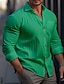 billige skjorte med knapper til mænd-Herre Skjorte Button Up skjorte Casual skjorte Hvid Gul Orange Grøn militærgrøn Langærmet Vanlig Knaphul Daglig Ferierejse Frontlomme Tøj Mode Afslappet Bekvem