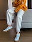 abordables Pantalons Jogger Femme-Femme Large Pantalon de Survêtement 100 % Polyester Taille haute Cheville Blanc vanille Hiver