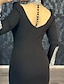 Χαμηλού Κόστους Βραδινά Φορέματα-Τρομπέτα / Γοργόνα Βραδινά φορέματα Κομψό Φόρεμα Επίσημο Επισκέπτης γάμου Μακρύ Μακρυμάνικο Ζιβάγκο Μαύρο φόρεμα Ύφασμα Stretch με Πούλιες 2024