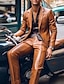 cheap Suits-Black Brown Men&#039;s Party Suits PU Leather 2 Piece Solid Colored Tailored Fit Single Breasted Two-buttons 2024