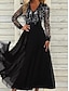 Χαμηλού Κόστους Πάρτι Φορέματα-Γυναικεία Μαύρο φόρεμα Φόρεμα με παγιέτες Φόρεμα χορού Πούλιες Δίχτυ Λαιμόκοψη V Μακρυμάνικο Γενέθλια Διακοπές Μαύρο Άνοιξη Χειμώνας