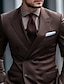 abordables Trajes-Trajes de boda color café para hombre, 2 piezas, talla grande, color liso, corte a medida, doble botonadura, seis botones, 2024