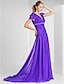 cheap Special Occasion Dresses-Ball Gown Elegant Dress Formal Evening Military Ball Sweep / Brush Train Short Sleeve V Neck Chiffon with Criss Cross Beading Draping 2023