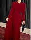 cheap Evening Dresses-Sheath Red Black Red Green Dress Evening Gown Elegant Cape Dress Formal Fall Sweep / Brush Train Long Sleeve Cowl Neck Stretch Fabric with Buttons Slit 2024