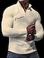 Χαμηλού Κόστους τρισδιάστατο πόλο με φερμουάρ-Γράμμα Ανδρικά Δουλειά 3D Στάμπα Βάφλα Πόλο Μπλουζάκι ΕΞΩΤΕΡΙΚΟΥ ΧΩΡΟΥ Καθημερινά Streetwear Πολυεστέρας Μακρυμάνικο Απορρίπτω Φερμουάρ Μπλουζάκια πόλο Μαύρο Λευκό Φθινόπωρο &amp; Χειμώνας Τ M L
