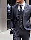 preiswerte Anzüge-dunkelblauer Hochzeitsanzug mit Nadelstreifen, dreiteilig, Slim Fit, einreihig, mit zwei Knöpfen, 2024