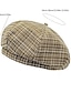 זול כובעים לנשים-כובע כומתה אופנתי אופנתי רטרו משובץ כובע כומתה צדדי קל משקל חיצוני לנסיעות כובע כומתה