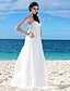 cheap Wedding Dresses-Beach Wedding Dresses A-Line Strapless Sleeveless Floor Length Chiffon Bridal Gowns With Sash / Ribbon Ruched 2024