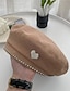 billige Hatter til kvinner-faux perle hjerte dekor beret elegant ensfarget beret hatter klassisk fransk stil maler cap for kvinner