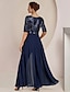 cheap Mother of the Bride Dresses-Jumpsuit / Pantsuit Mother of the Bride Dress Formal Wedding Guest Elegant Scoop Neck Ankle Length Chiffon Sequined Half Sleeve with Bow(s) Sequin 2024