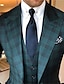 billiga Kostymer-gröna rutiga bröllopsdräkter för män 3 delar plus size rutig skräddarsydd passform enkelknäppta tvåknappar 2024