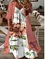 お買い得  大きいサイズのカジュアルドレス-女性のプラスサイズのカーブツーピースドレス花柄 V ネックプリント長袖秋春カジュアルマキシロングドレスカジュアルデイリードレス