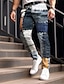 tanie męskie spodnie wizytowe z nadrukiem 3D-Kolorowy blok Pled / Check Biznes Codzienny Męskie Druk 3D Garnitury Spodnie Na zewnątrz Dzienne zużycie Streetwear Poliester Granatowy Królewski błękit Niebieski S M L Średia talia Elastyczność