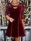 Χαμηλού Κόστους Πάρτι Φορέματα-Γυναικεία Βελούδινο Φόρεμα Φόρεμα με παγιέτες Φόρεμα για πάρτυ Βελούδο Πούλιες Με κοψίματα Στρογγυλή Ψηλή Λαιμόκοψη Μακρυμάνικο Μίνι φόρεμα Χριστούγεννα Γενέθλια Κρασί Άνοιξη Χειμώνας