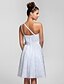 cheap Bridesmaid Dresses-A-Line / Ball Gown One Shoulder Knee Length Lace Bridesmaid Dress with Lace / Sash / Ribbon by LAN TING BRIDE®