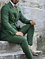 olcso Öltönyök-zöld fekete fehér elefántcsont férfi báli öltöny őszi esküvői öltöny 2 darab molett egyszínű normál szabású dupla mellű hatgombos 2024