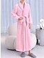 cheap Women&#039;s Robes-Couple‘s Flannel Bathrobe Pajamas Patchwork Warm Simple Plush Home Bed Warm Breathable V Wire Long Sleeve Pocket Fall Winter