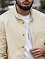 cheap Men&#039;s  Overshirts-Men&#039;s Shirt Button Up Shirt Flannel Shirt Overshirt Beige Long Sleeve Plain Lapel Spring &amp;  Fall Outdoor Daily Wear Clothing Apparel Front Pocket