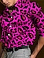 billiga grafiska skjortor för män-Leopardtryck Ledigt Herr Skjorta Dagliga kläder Utekväll Helgen Höst vinter Nedvikt Långärmad Gul, Rodnande Rosa, Rosenröd S, M, L 4-vägs stretchtyg Skjorta