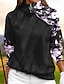 billiga Designerkollektion-Dam Pullover-tröja Blå Långärmad Håller värmen Överdelar Blommig Höst Vinter Golfkläder för damer Kläder Outfits Bär kläder