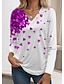 economico T-Shirt da donna-Per donna maglietta Con cuori Stampa San Valentino Fine settimana Di tendenza Manica lunga A V Rosso Primavera &amp; Autunno