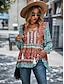 cheap Basic Women&#039;s Tops-Women&#039;s Shirt Boho Shirt Lace Shirt Blouse Floral Casual Holiday Lace up Print Red Long Sleeve Fashion V Neck Spring &amp;  Fall