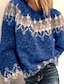 cheap Sweaters-Women&#039;s Pullover Sweater Jumper Crew Neck Chunky Knit Knitted Drop Shoulder Fall Winter Daily Holiday Going out Vintage Style Casual Long Sleeve Geometric Black Wine Blue S M L