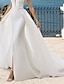 tanie Suknie ślubne-proste suknie ślubne linia a oddziela oddziela tren dworski organza spódnice suknie ślubne w jednolitym kolorze 2024