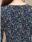 preiswerte abendkleider-Damen Ballkleid abendkleider Cocktailkleid Rüschen Bedruckt Rundhalsausschnitt Langarm Geburtstag Urlaub Blau Grün Frühling Winter