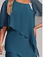 Недорогие платья для вечеринок больших размеров-Женское кривое вечернее платье больших размеров коктейльное платье шифоновое платье простое платье миди с короткими рукавами и рюшами многослойное с v-образным вырезом вечернее синее осенне-зимнее
