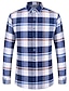 cheap Flannel Shirts-Men&#039;s Shacket Light Blue Navy blue+white Yellow Long Sleeve Plaid / Striped / Chevron / Round Classic Collar Fall / Winter Vacation Corporate Clothing Clothing Apparel Oversize