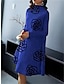 abordables Robes à motifs-Femme Robe casual Robe d&#039;hiver Floral Imprimer Mao Robe mi-longue du quotidien Vacances manche longue Automne Hiver