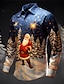 Недорогие мужские рубашки бохо-Повседневная мужская рубашка с изображением дерева Санта-Клауса, повседневная одежда, осень&amp;amp; зимняя отложная рубашка с длинными рукавами серого+фиолетового, желтого, красного цвета s, m, l,