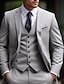 cheap Suits-Light Grey Men&#039;s Wedding Suits Solid Colored 3 Piece Daily Business Plus Size Single Breasted Two-buttons 2024