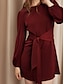 cheap Designer Dresses-Gravia Tie Waist Satin Mini Dress